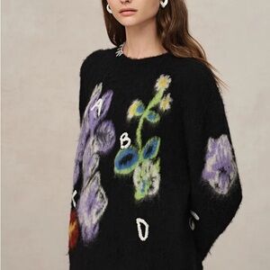 NEW Cyclamen Jacquard Knit Cardigan Wool / Alpaca / Mohair. Size large